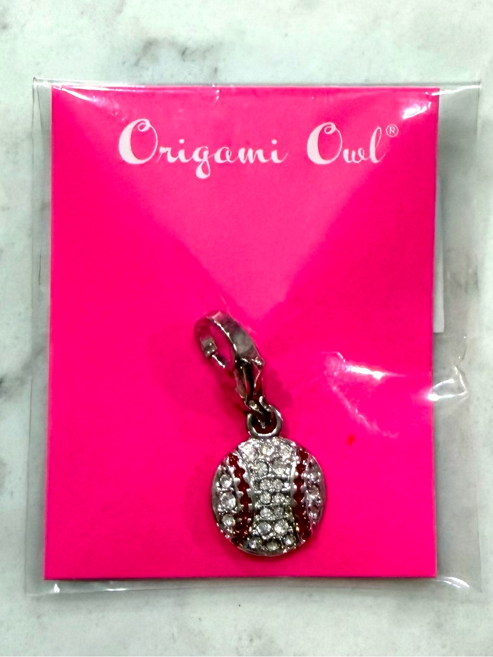 Origami Owl Swarovski Baseball Dangle Charm-New!